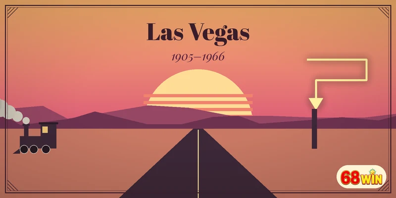 Poster vintage xa lộ sa mạc dẫn vào biển neon Las Vegas