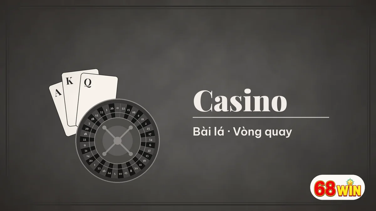 Icon bài lá roulette bên chữ trắng nền xám đậm