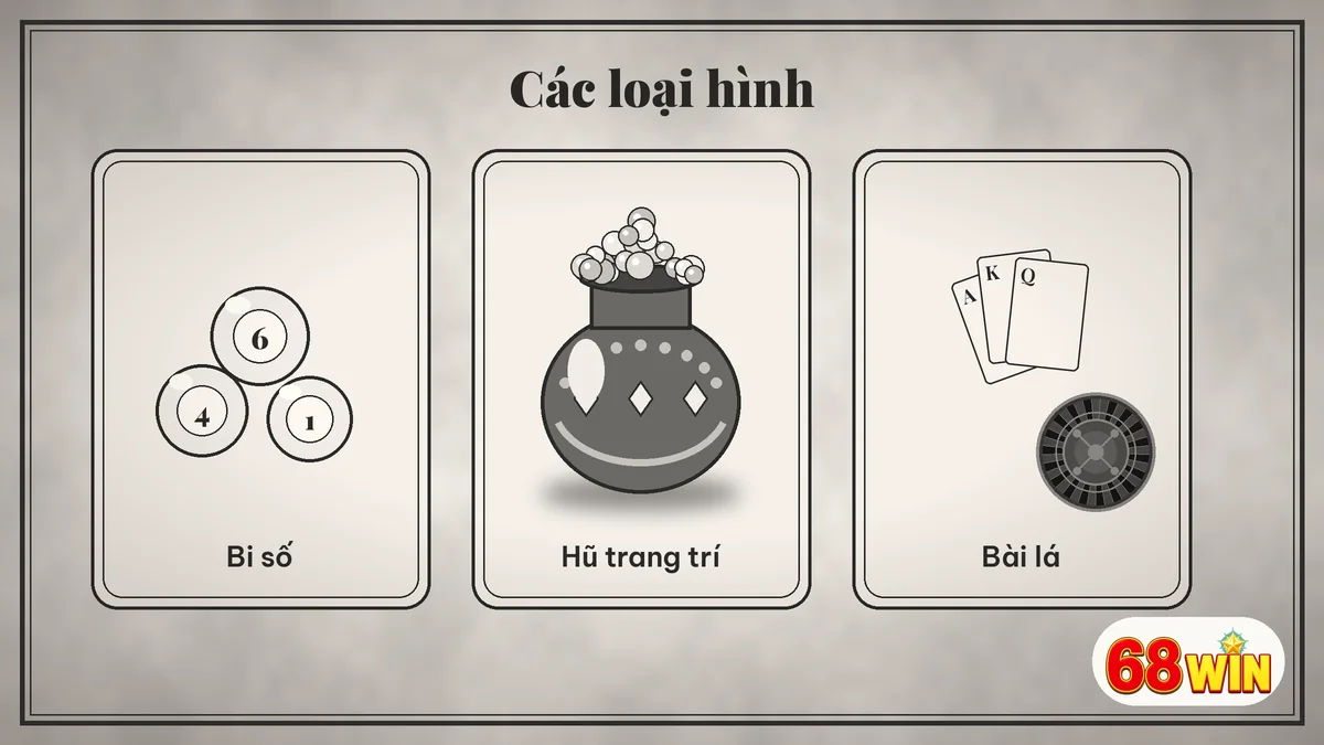 Ba icon bi số hũ trang trí và bài lá roulette